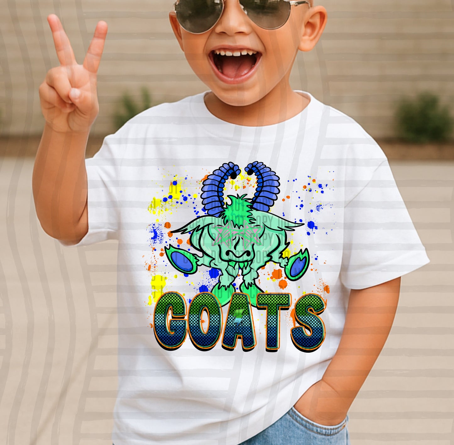 Paint Splatter STARRY EYED mascots blue/green/orange -  Digital Download 300DPI PNG FILE