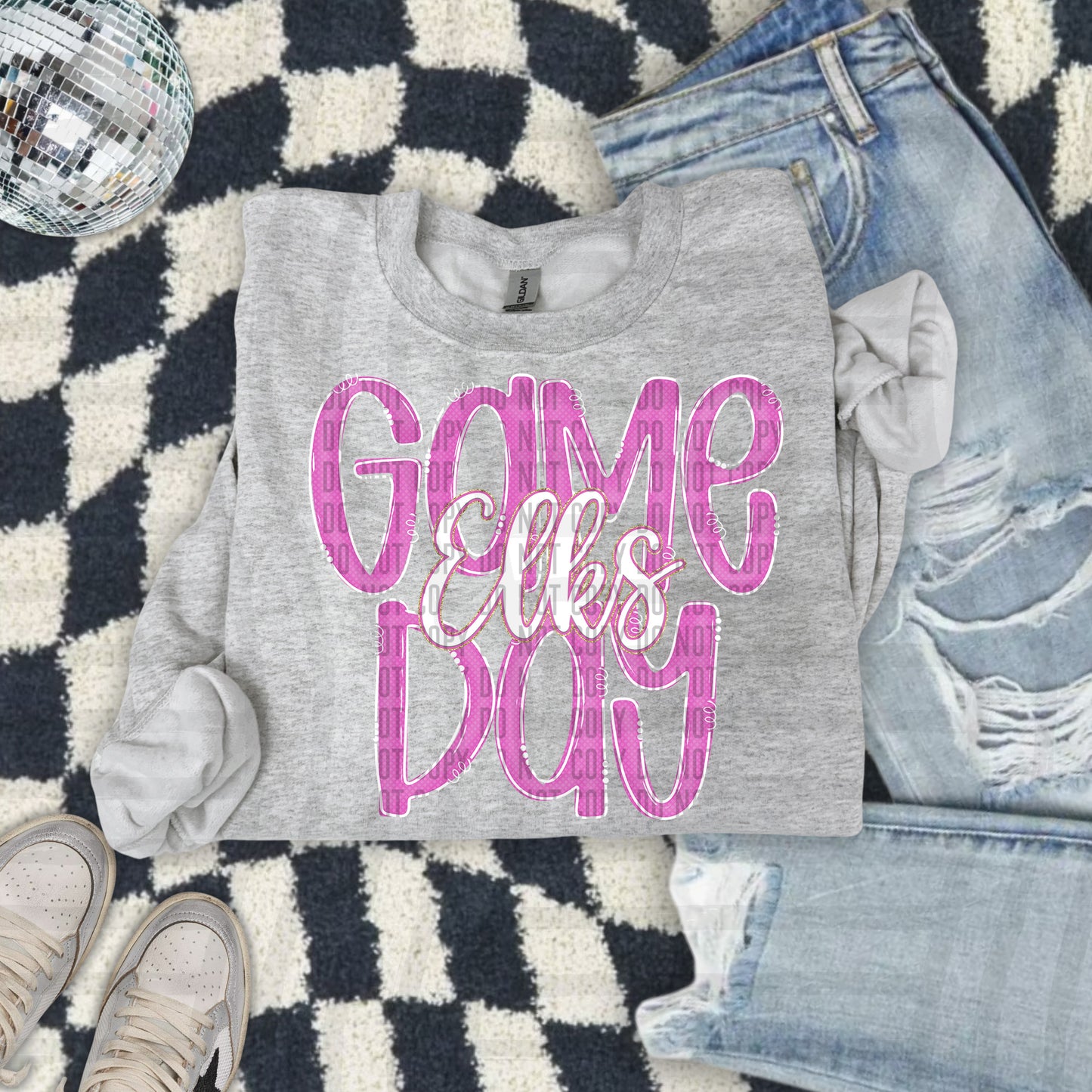 Pink - GAME DAY Doodles - 300 dpi Digital Download