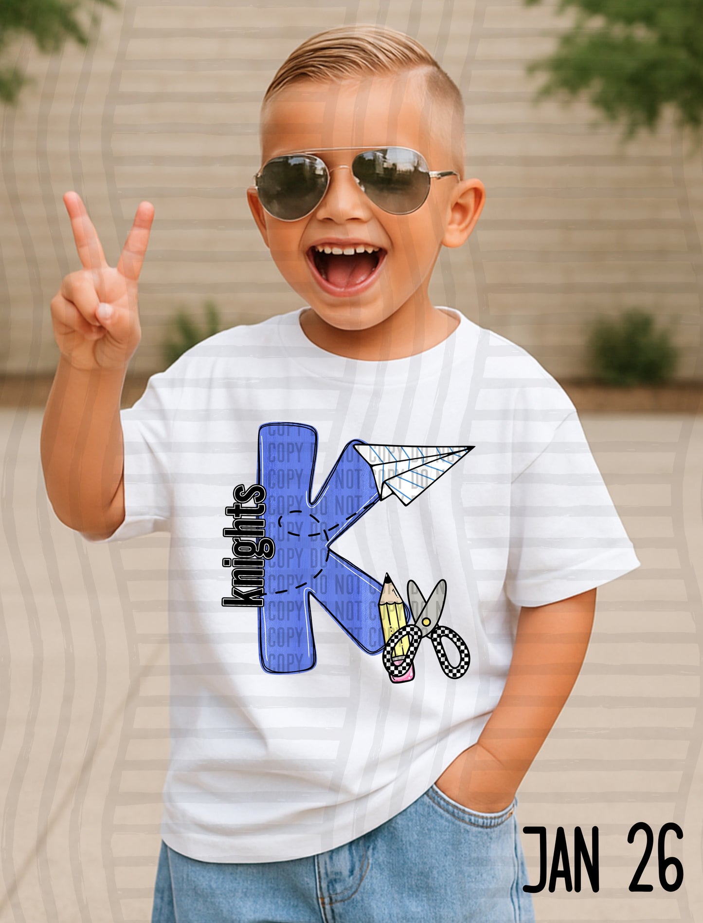 Blue Checks Initials School - Custom + DROPDOWN - 300 DPI digital download
