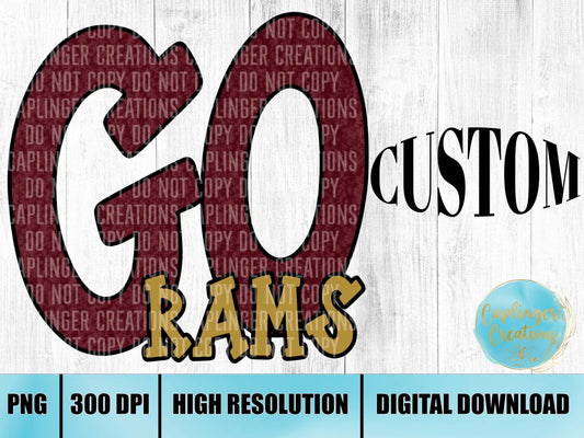 CUSTOM - GO  (faux chenille)- Digital download 300DPI PNG FILE