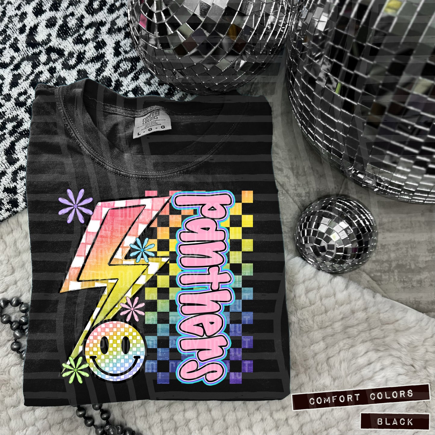 Sideways Rainbow Checker Bolt Happy Mascots Dropdown - Digital Download 300DPI PNG FILE