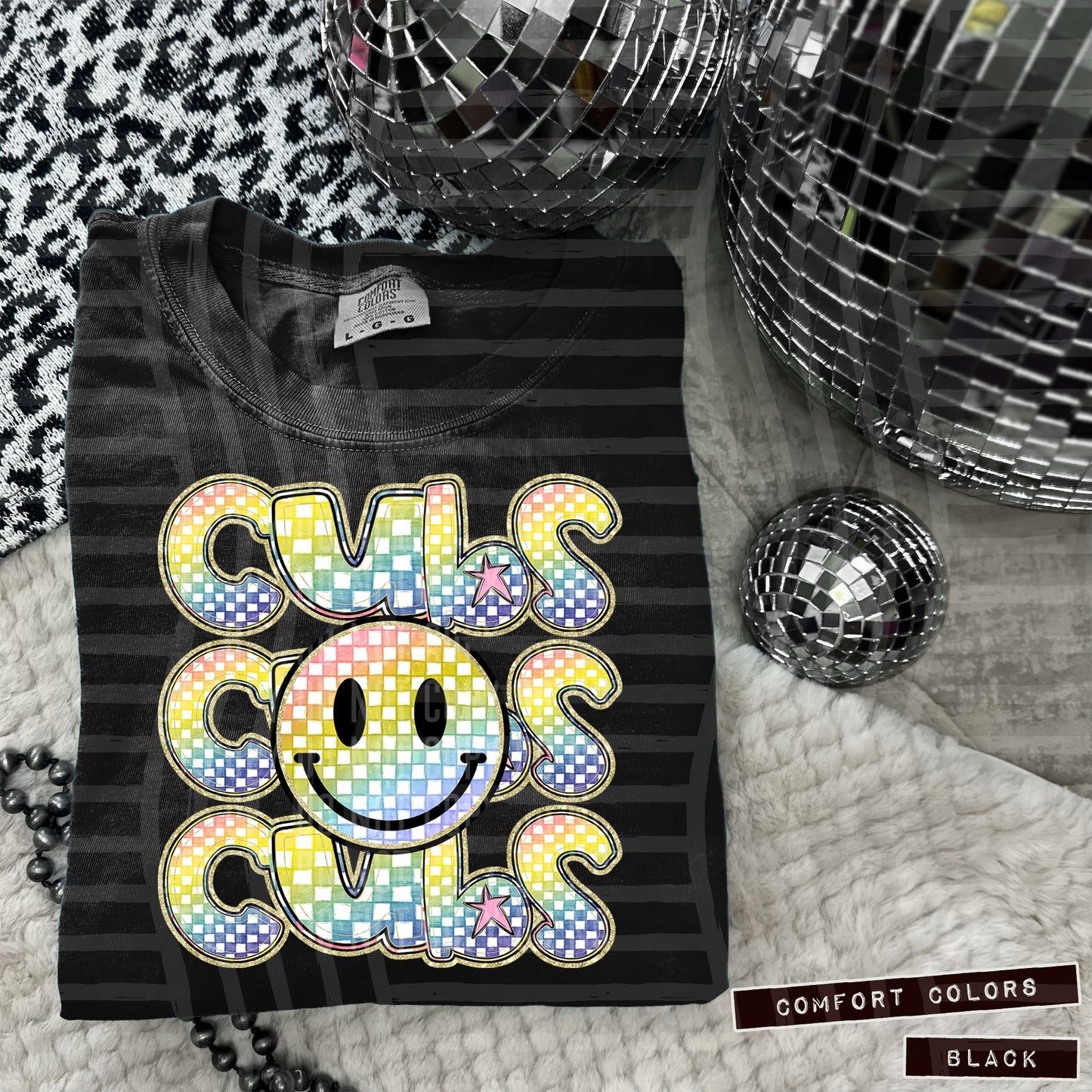 Rainbow Checker Happy Triple Stacked - Digital Download 300DPI PNG FILE