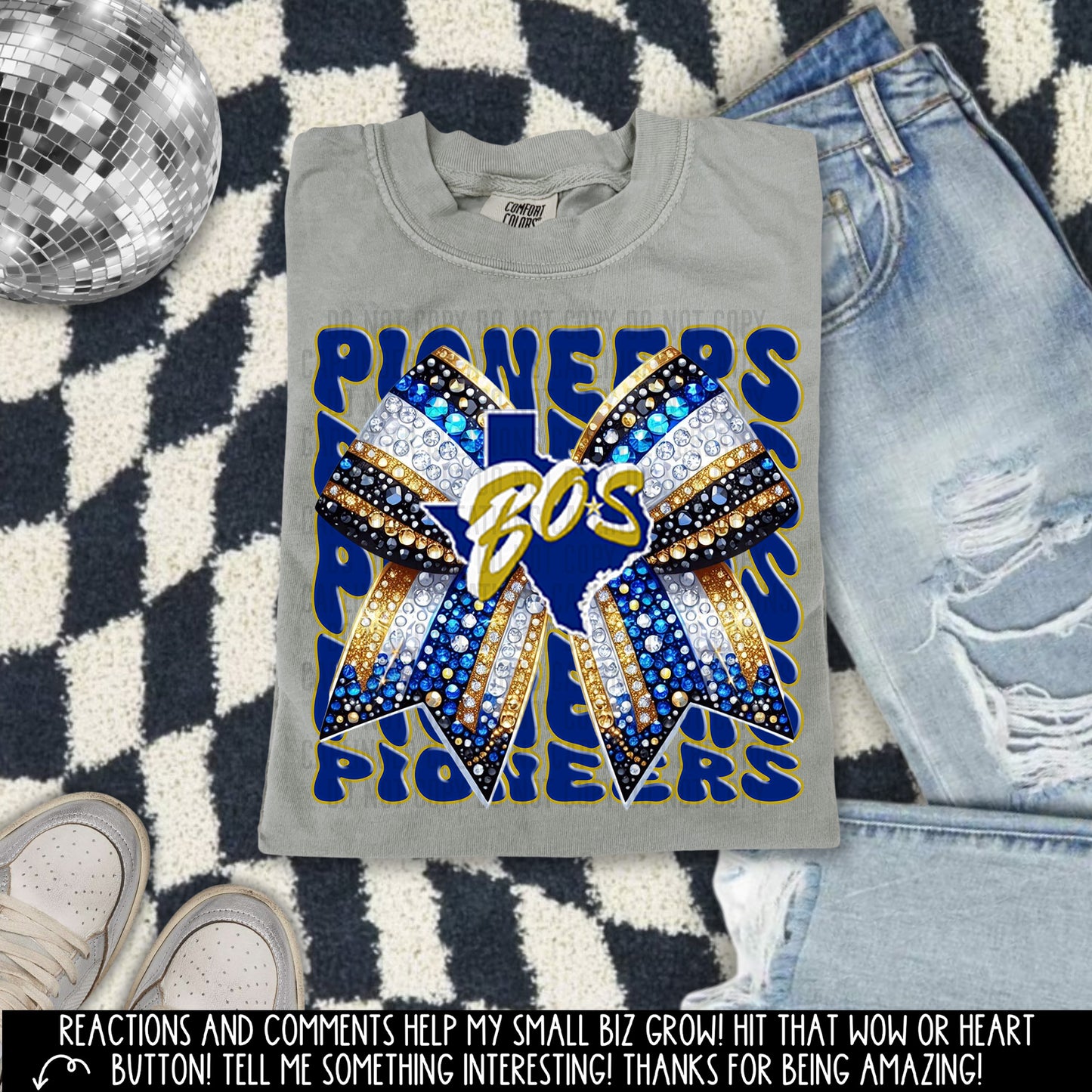 CUSTOM - Rhinestone Bow with Mascot logo and name- Digital download 300DPI PNG FILE