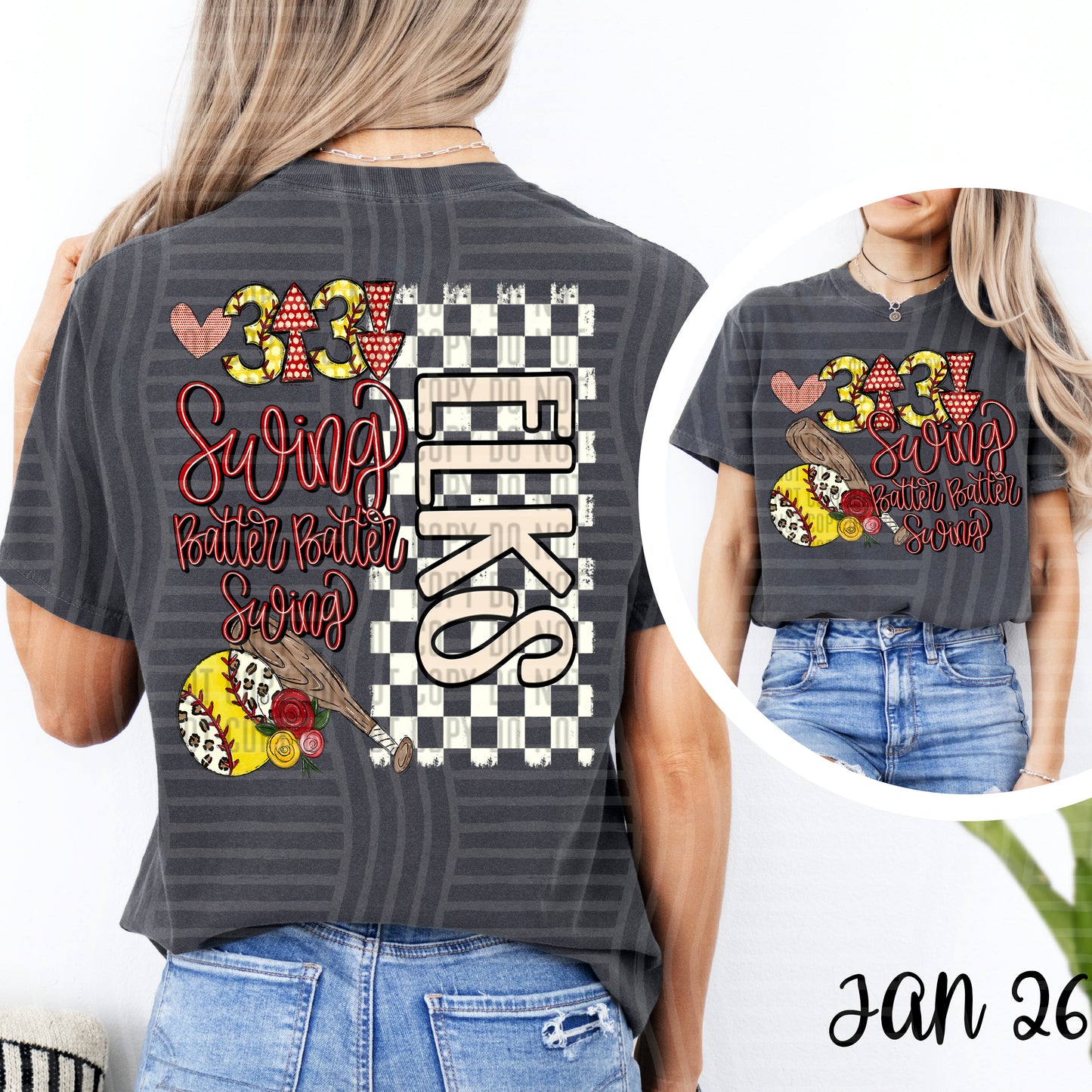 Swing Batter SOFTBALL + OPTIONAL FRONT full size design - Custom + DROPDOWN - 300 DPI digital download