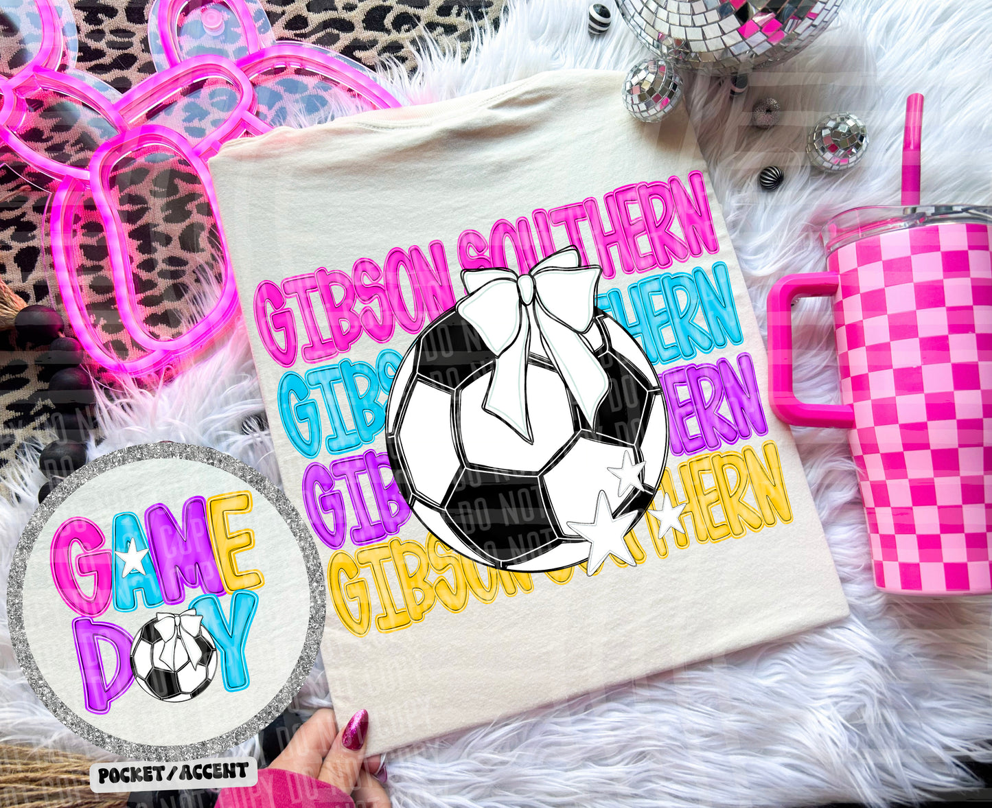 Bright Preppy Stacked Soccer Dropdown Digital Download 300DPI PNG FILE