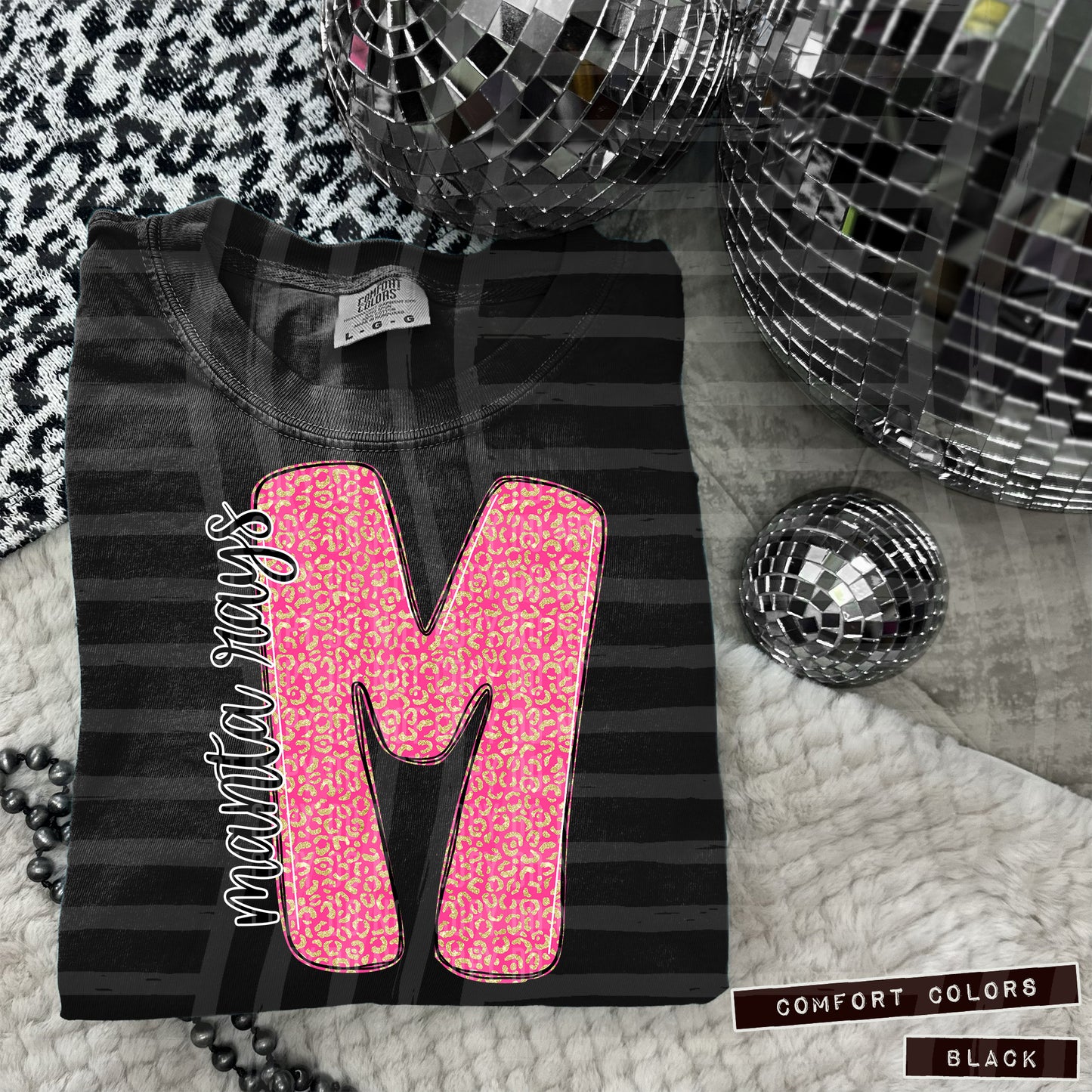 Pink Leopard Single Letter - Dropdown + CUSTOM- Digital Download 300DPI PNG FILE