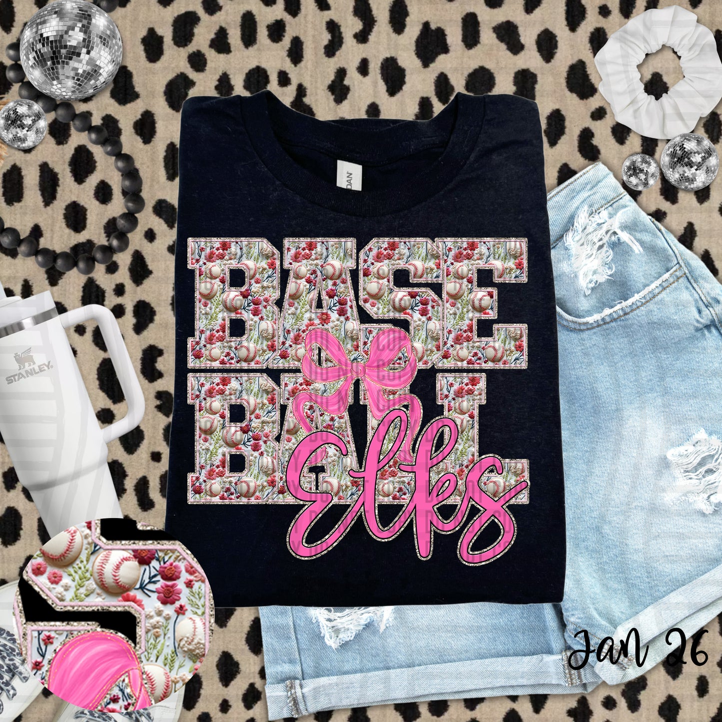 Floral Baseball  - Custom + DROPDOWN - 300 DPI digital download