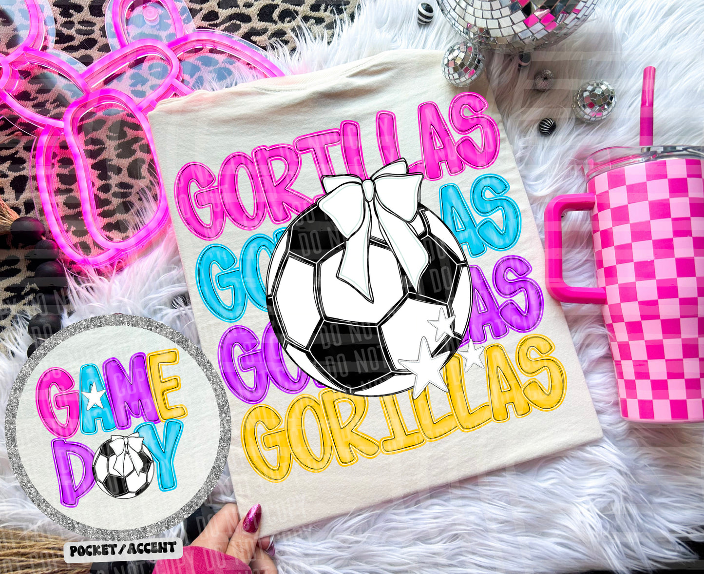 Bright Preppy Stacked Soccer Dropdown Digital Download 300DPI PNG FILE
