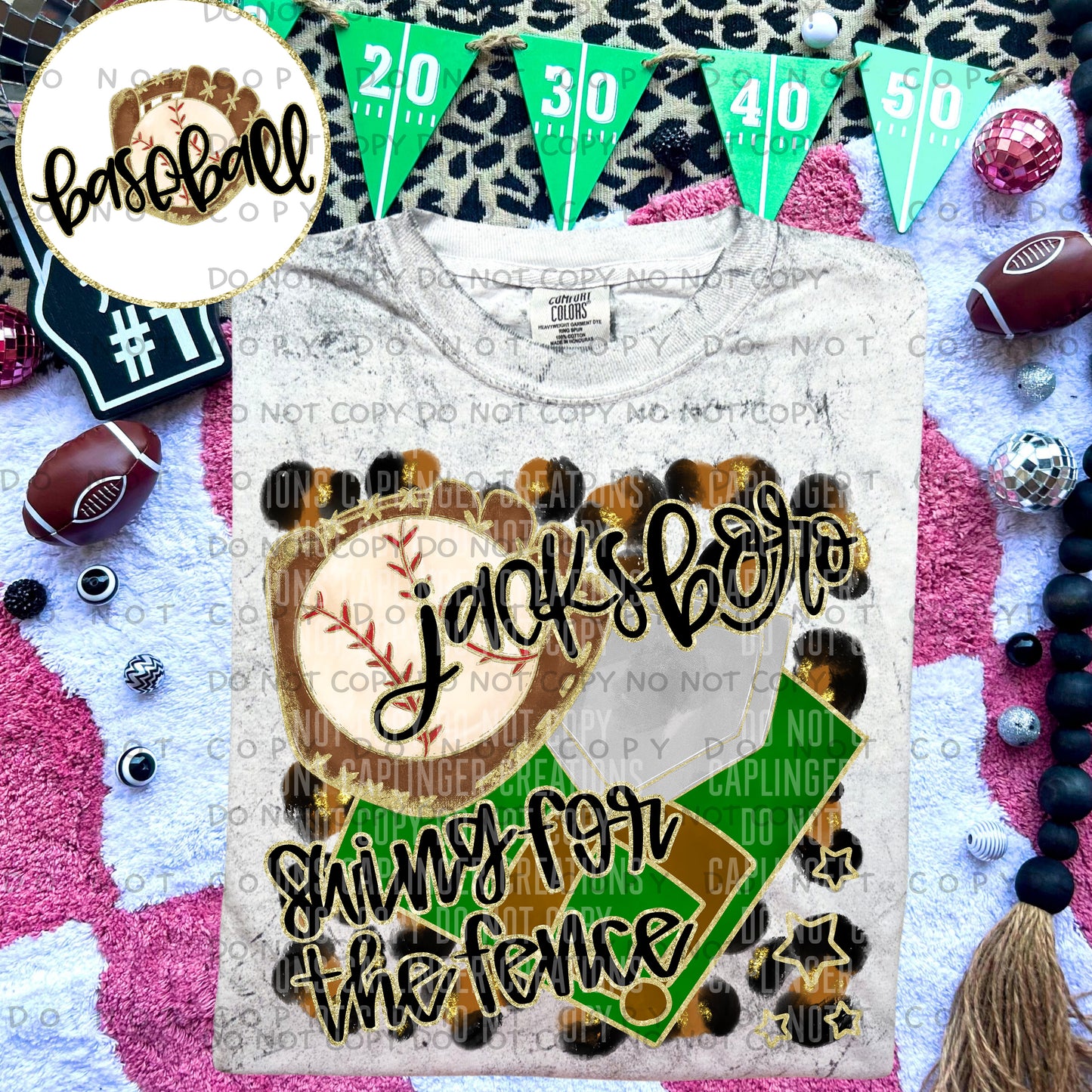 Swing for the fence - Animal Print BASEBALL with optional sleeve/front- DROPDOWN + CUSTOM - Digital Download 300DPI PNG FILE