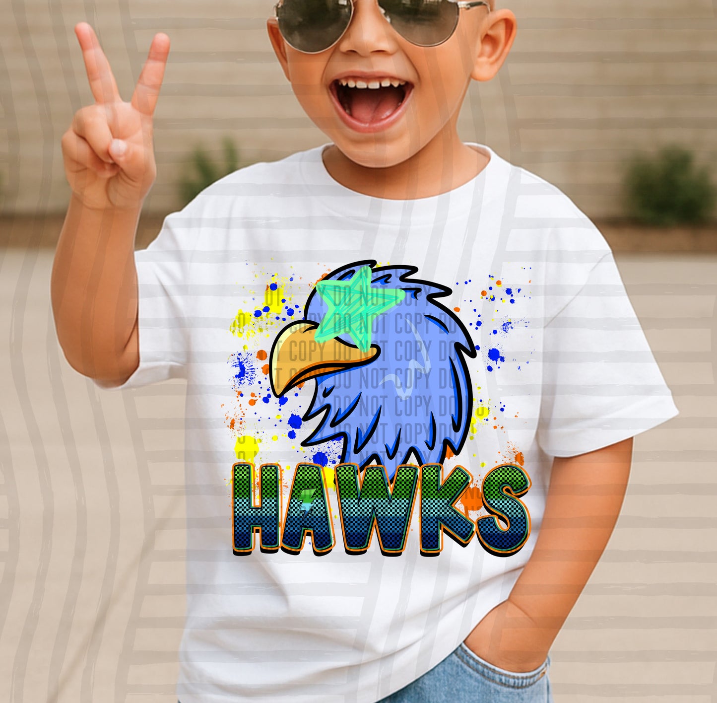 Paint Splatter STARRY EYED mascots blue/green/orange -  Digital Download 300DPI PNG FILE