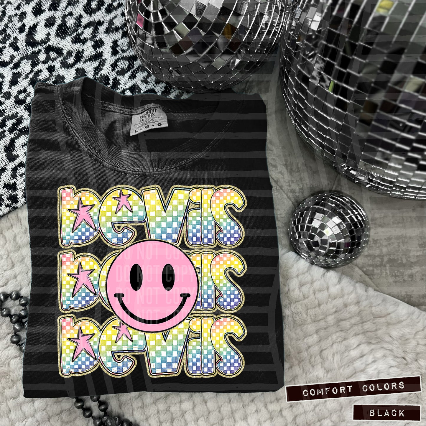 Rainbow Checker Pink Happy Triple Stacked - Digital Download 300DPI PNG FILE