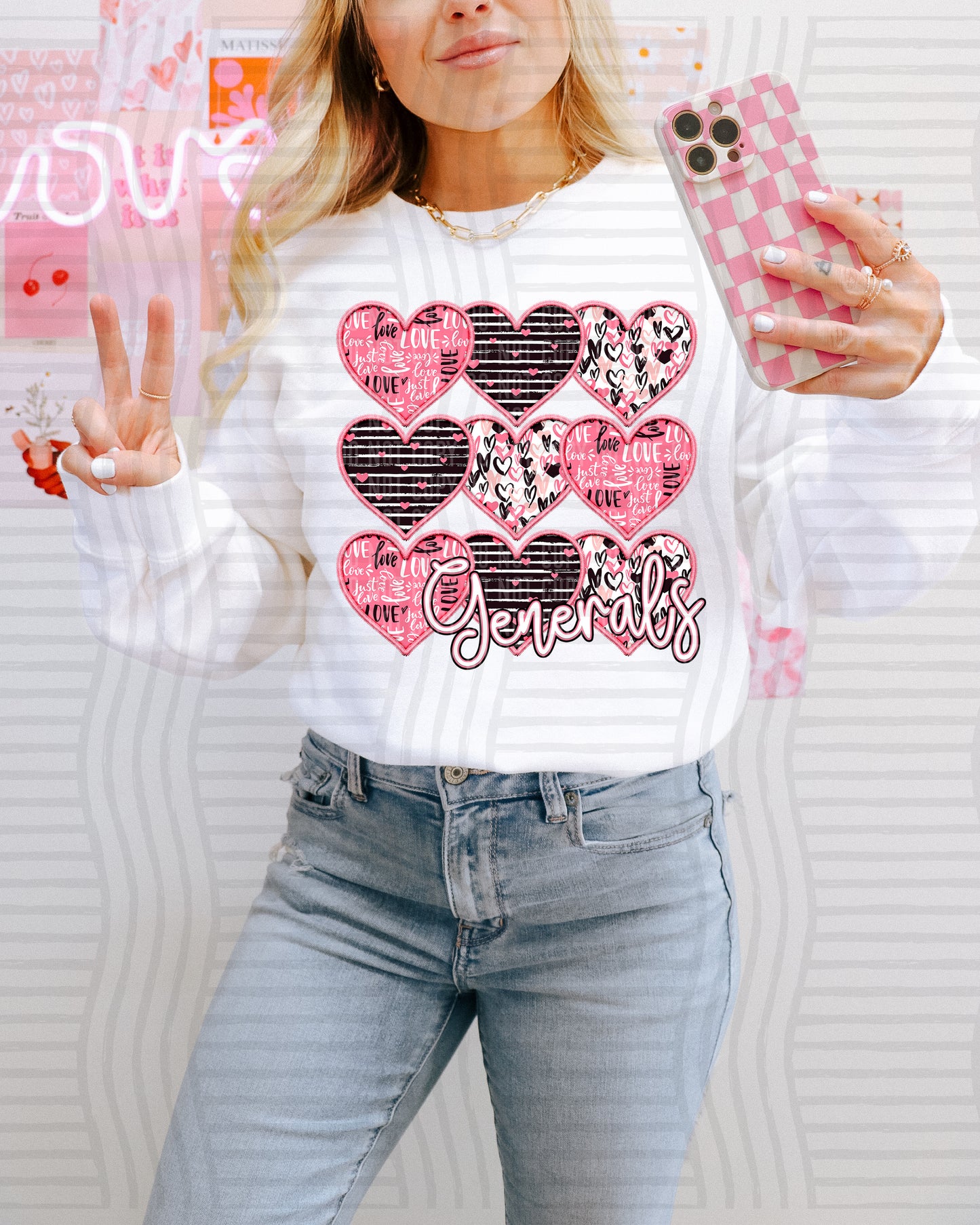 Faux Embroidery Heart Mascots - Custom + Dropdown - 300 dpi Digital Download