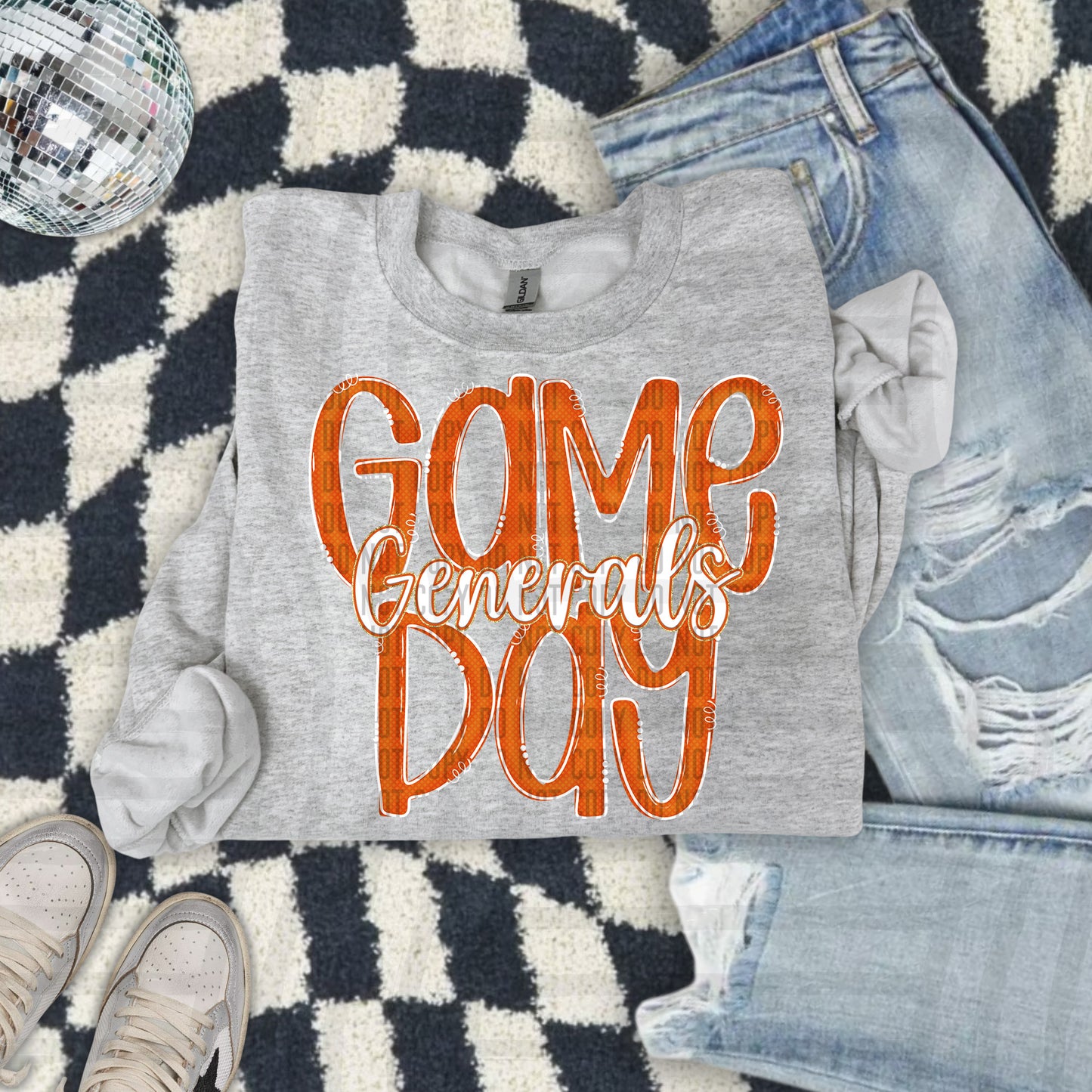 Orange - GAME DAY Doodles - 300 dpi Digital Download