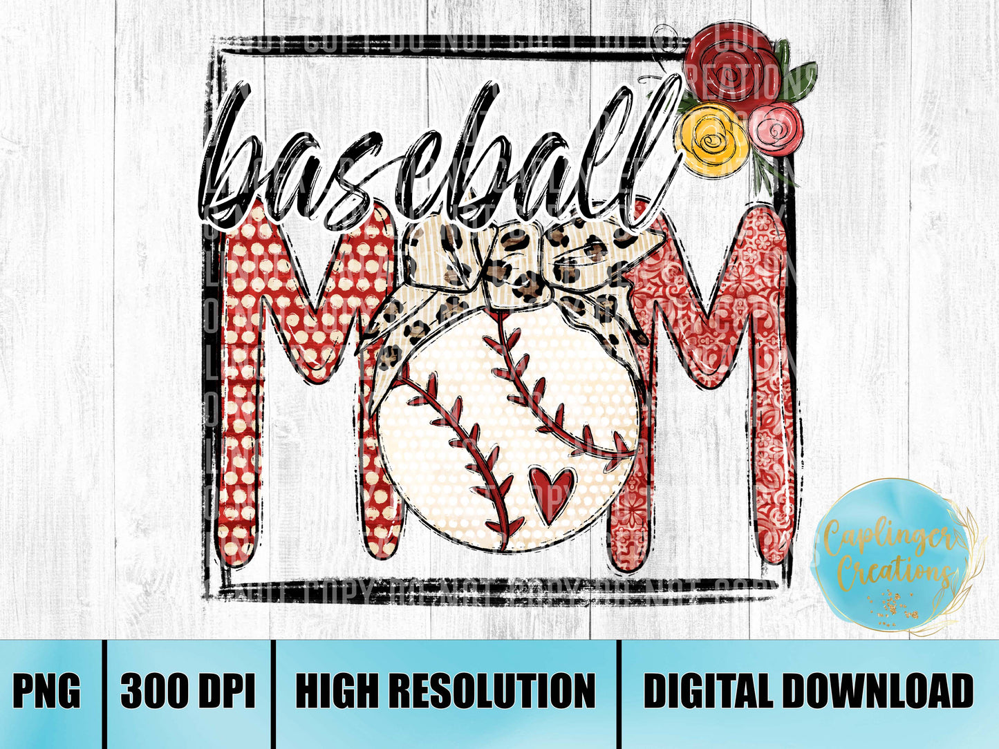 baseball mom square - Digital download 300DPI PNG FILE