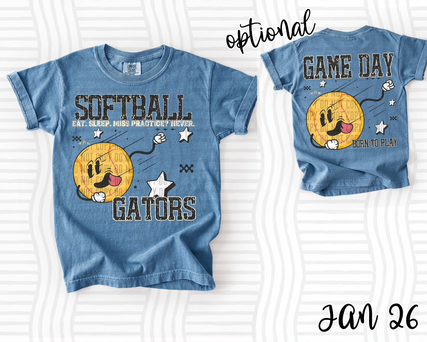 Softball Eat. Sleep. Miss Practice? Never.  OPTIONAL front   - Custom + DROPDOWN - 300 DPI digital download
