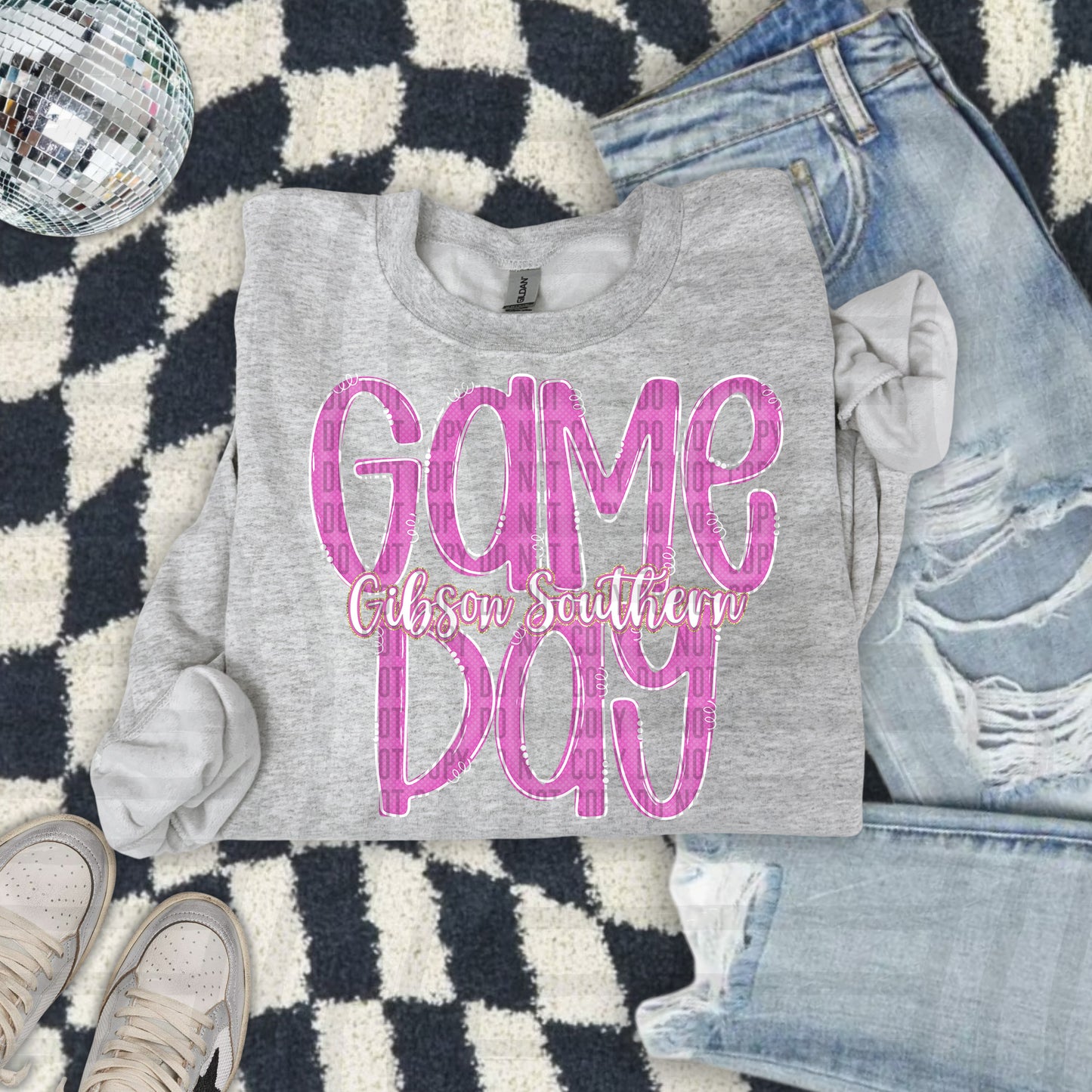 Pink - GAME DAY Doodles - 300 dpi Digital Download