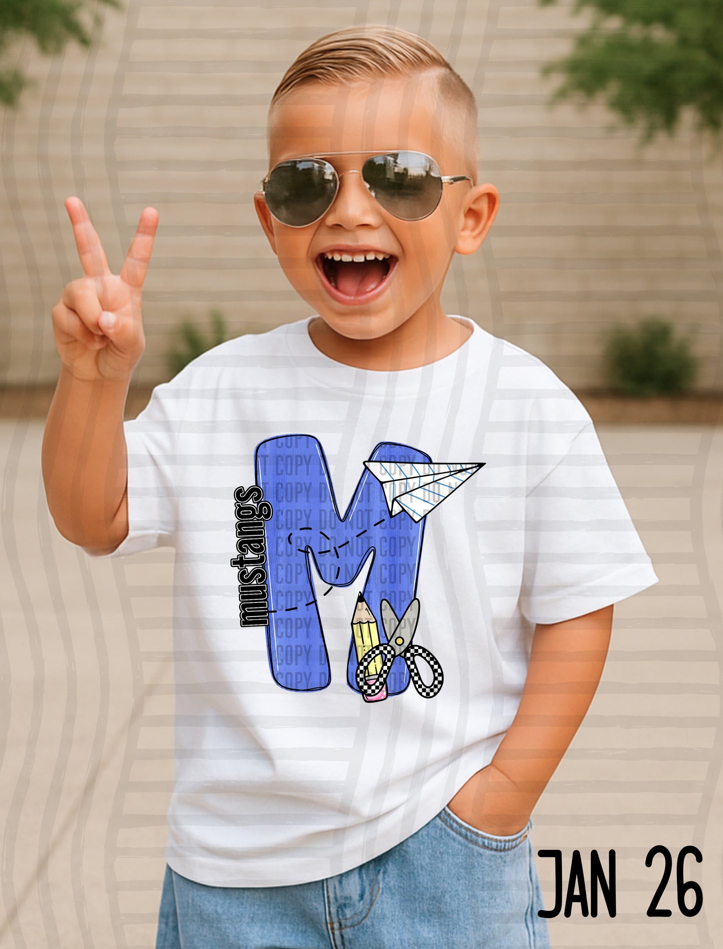 Blue Checks Initials School - Custom + DROPDOWN - 300 DPI digital download