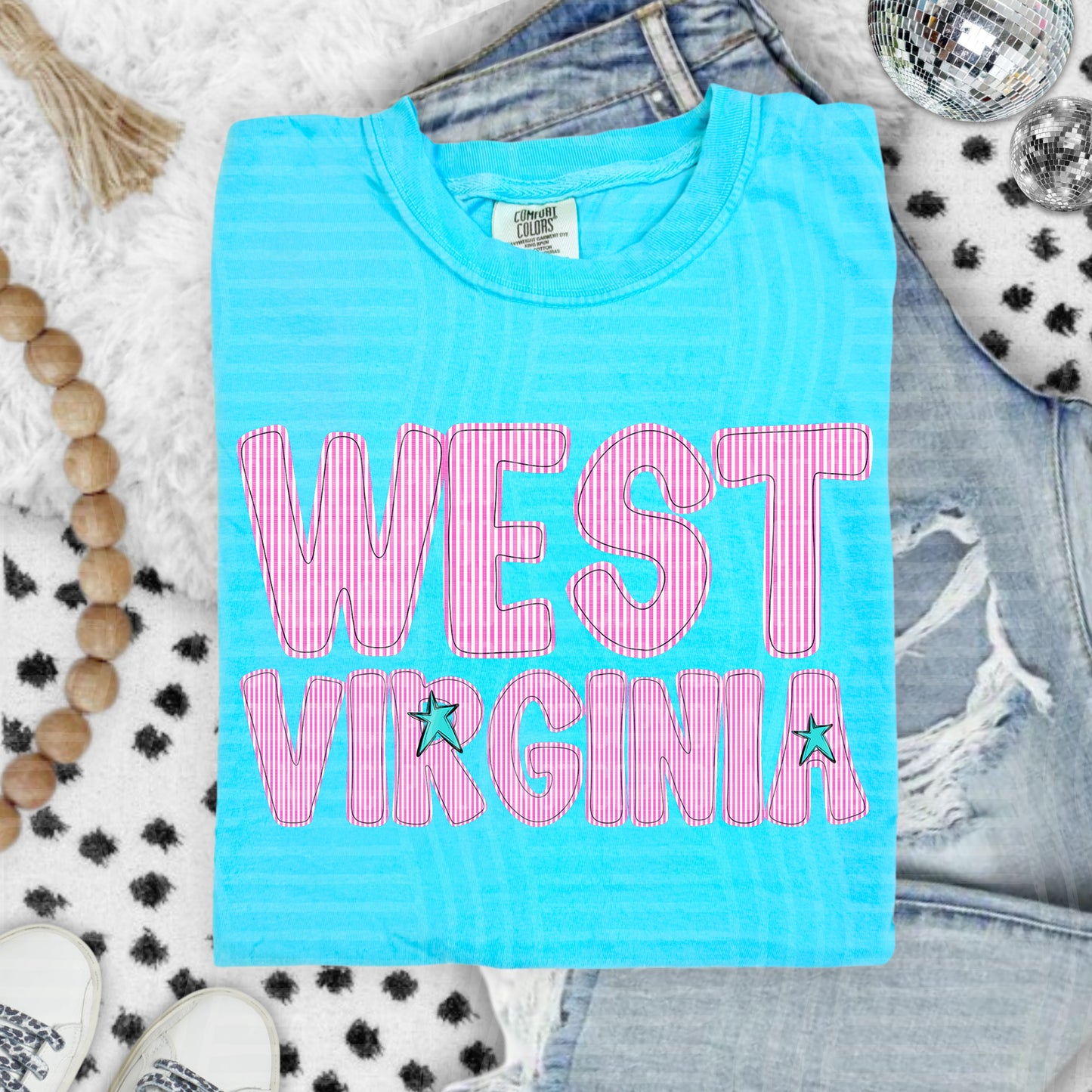 PICK A STATE - PINK SEERSUCKER Stacked  - Digital download 300DPI PNG FILE