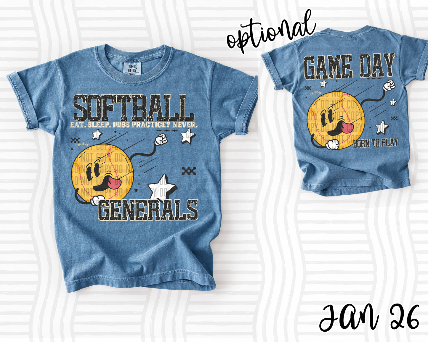 Softball Eat. Sleep. Miss Practice? Never.  OPTIONAL front   - Custom + DROPDOWN - 300 DPI digital download