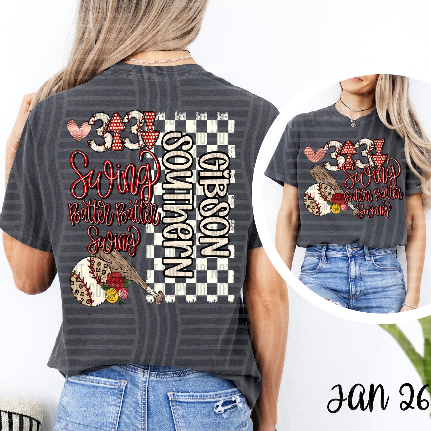 Swing Batter BASEBALL + OPTIONAL FRONT full size design - Custom + DROPDOWN - 300 DPI digital download