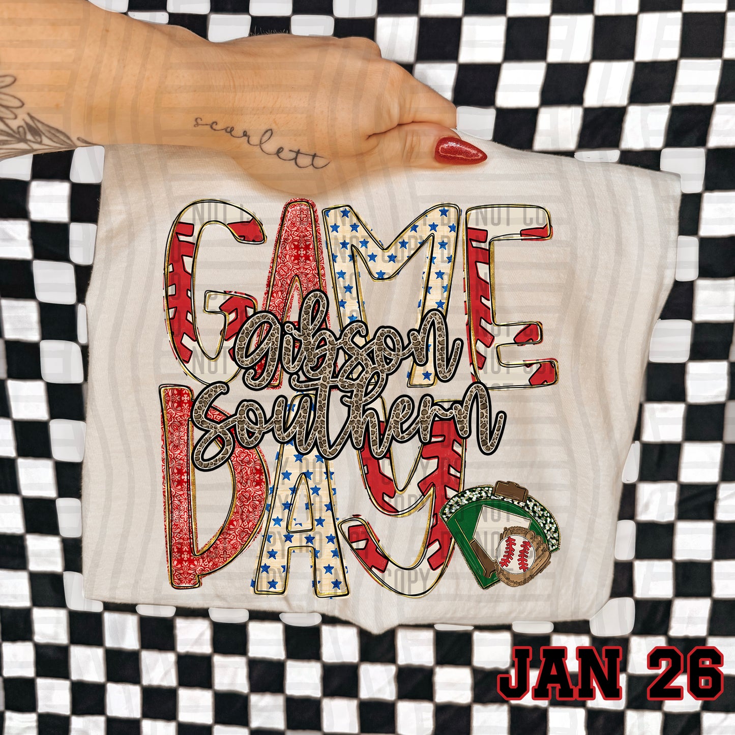 Game Day Baseball LEOPARD PRINT CENTER - Custom + DROPDOWN - 300 DPI digital download