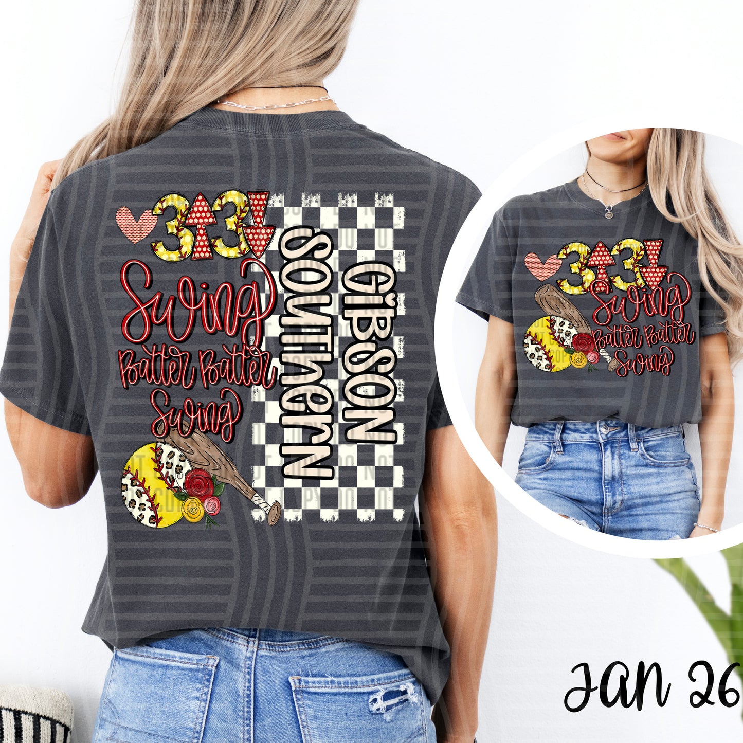 Swing Batter SOFTBALL + OPTIONAL FRONT full size design - Custom + DROPDOWN - 300 DPI digital download