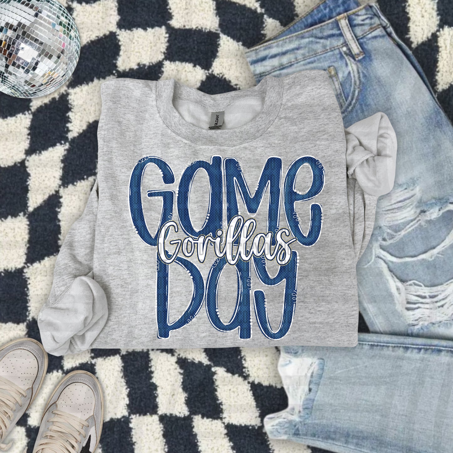 Navy - GAME DAY Doodles - 300 dpi Digital Download