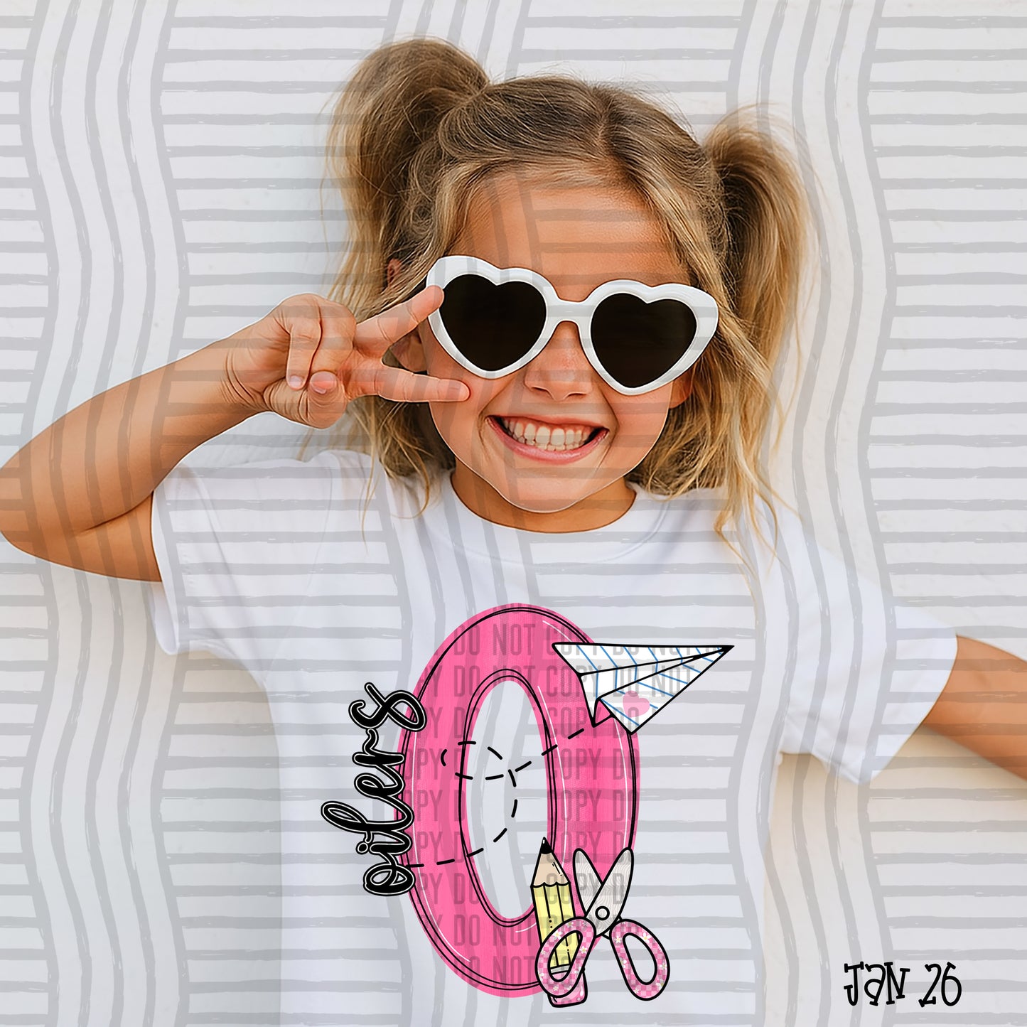 Pink Initials School -  Custom + DROPDOWN - 300 DPI digital download