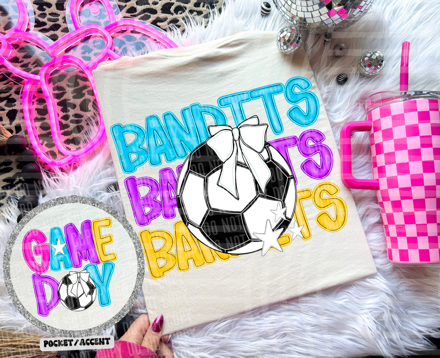 Bright Preppy Stacked Soccer Dropdown Digital Download 300DPI PNG FILE