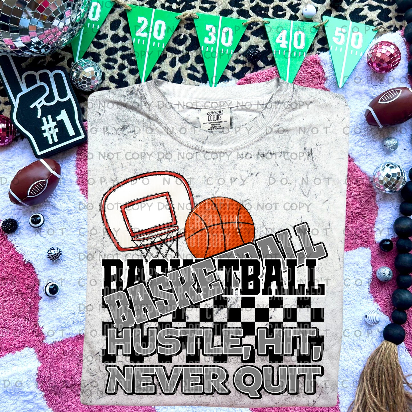 BASKETBALL hustle, hit , never quit - Color Dropdown Digital Download 300DPI PNG FILE