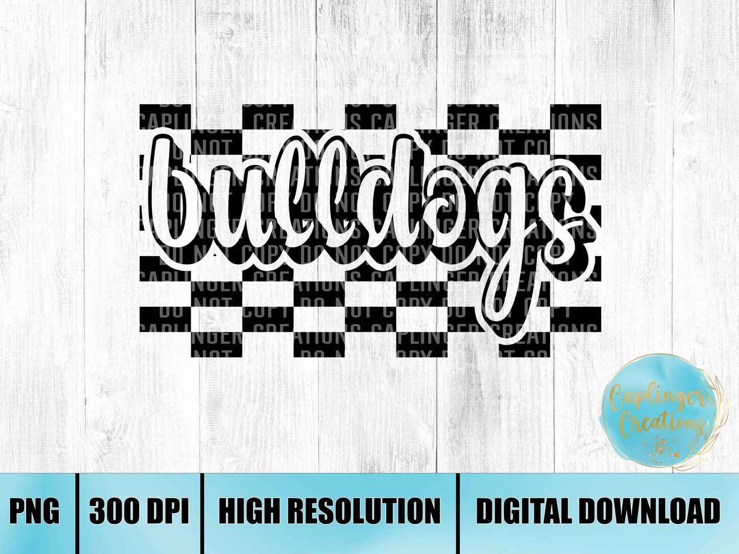 checkered team BULLDOGS - Digital download 300DPI PNG FILE