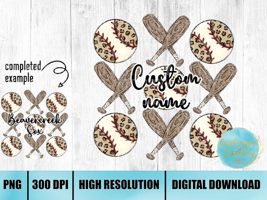 CUSTOM Baseball and Bat patterned graphic - Digital download 300DPI PNG FILE