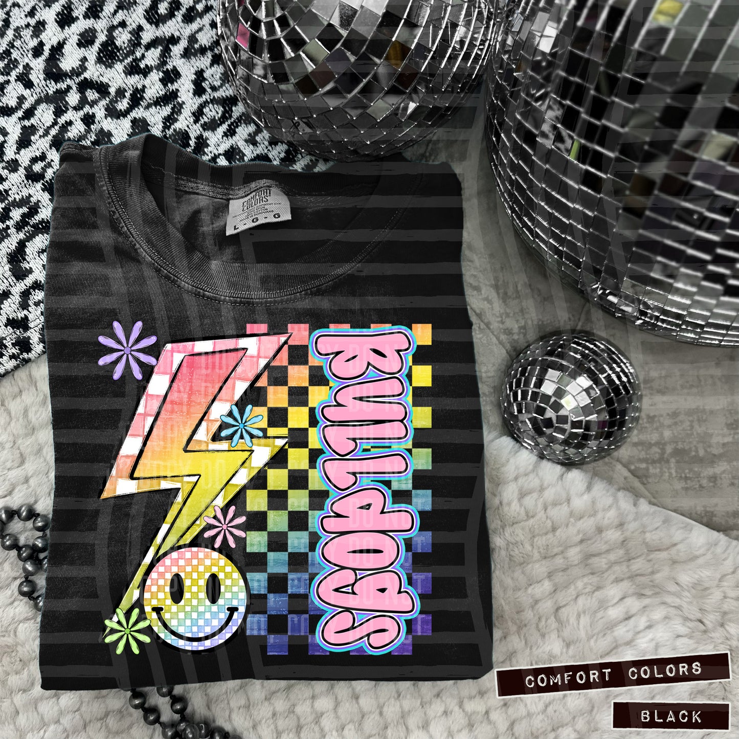 Sideways Rainbow Checker Bolt Happy Mascots Dropdown - Digital Download 300DPI PNG FILE