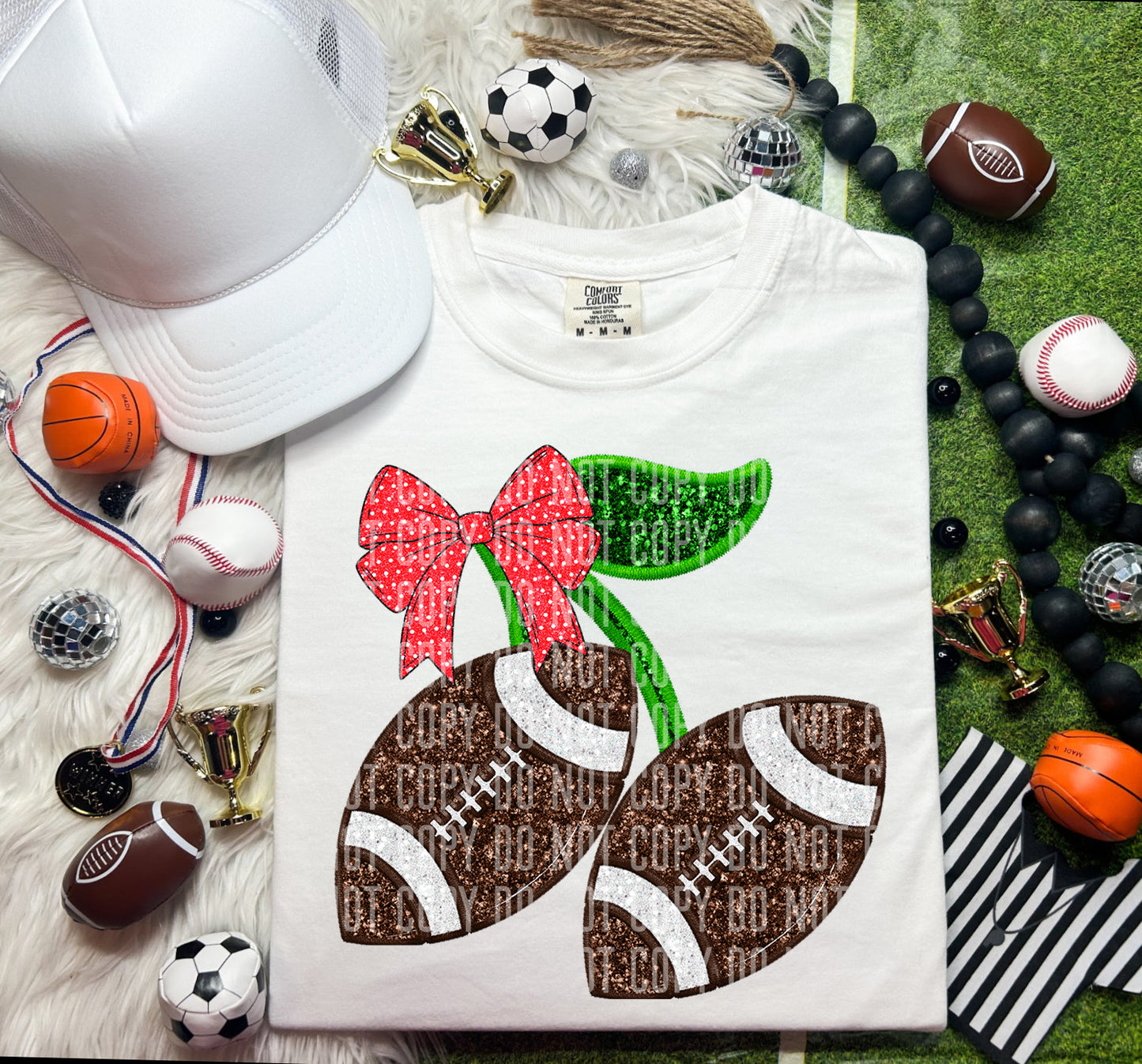 FAUX EMBROIDERY CHERRY SPORTS  - Digital download 300DPI PNG FILE