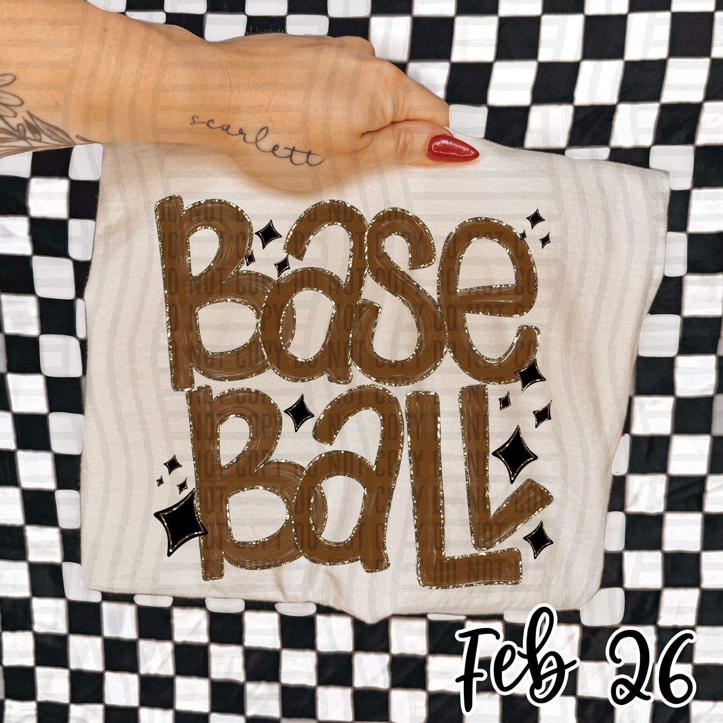 Baseball Hand Lettered -  Color Dropdown Digital Download 300DPI PNG FILE
