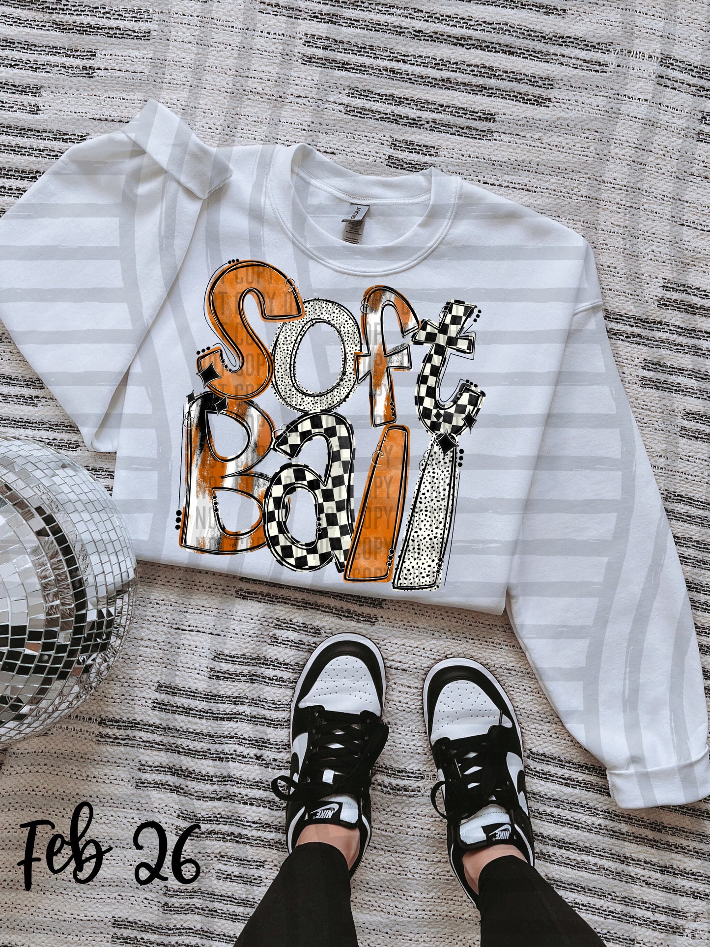 HAND LETTERED SOFTBALL - Color Dropdown Digital Download 300DPI PNG FILE