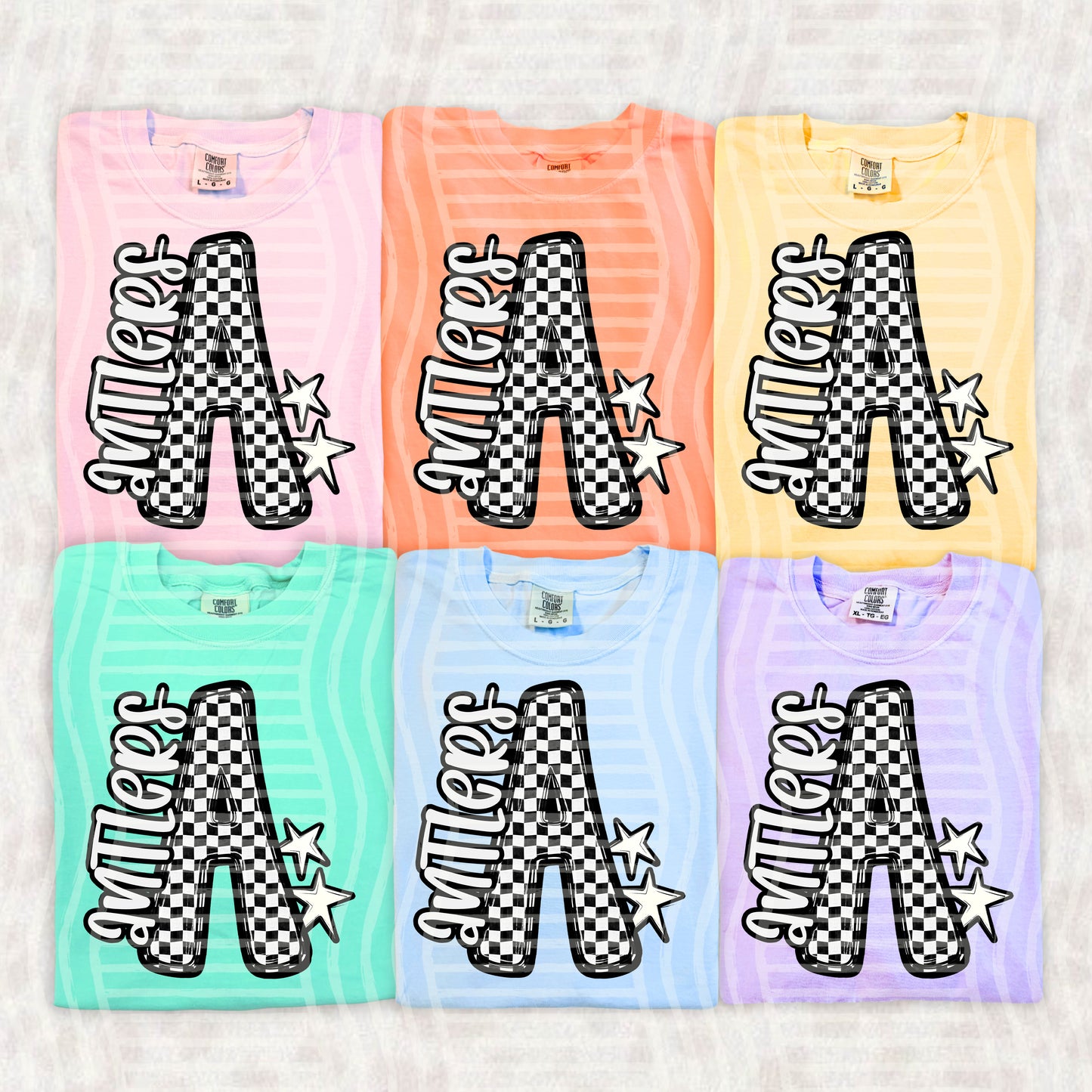 Checker Crush BW initial CC-2607-0007 - 300 DPI digital download