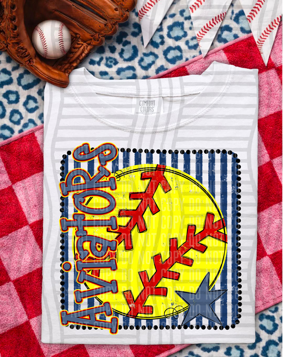 Softball RWB Framed -  Custom + DROPDOWN - 300 DPI digital download