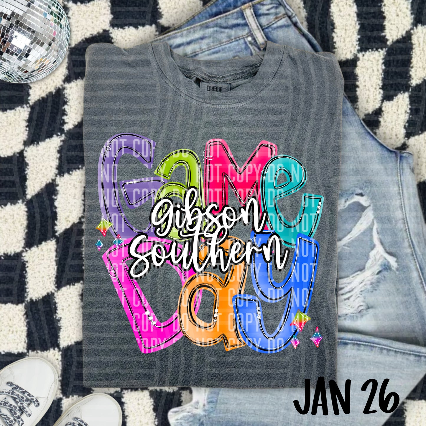 Hand Lettered Bright Preppy Game Day  - Custom + DROPDOWN - 300 DPI digital download