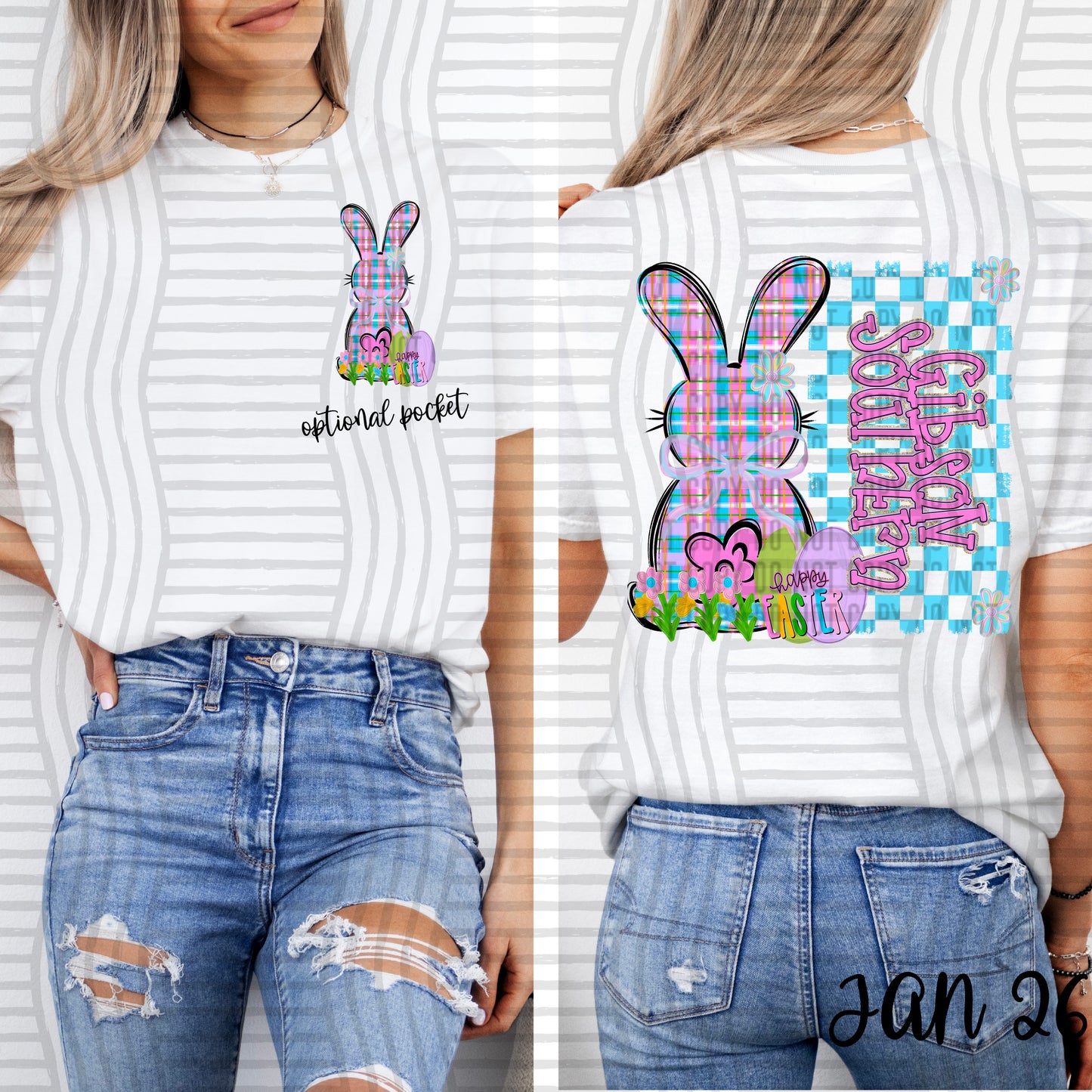 Easter Bunny Mascots-  Custom + DROPDOWN - 300 DPI digital download