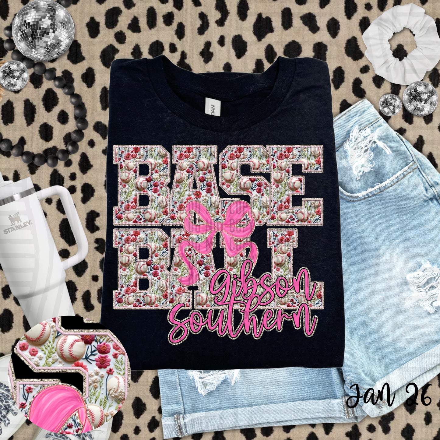 Floral Baseball  - Custom + DROPDOWN - 300 DPI digital download