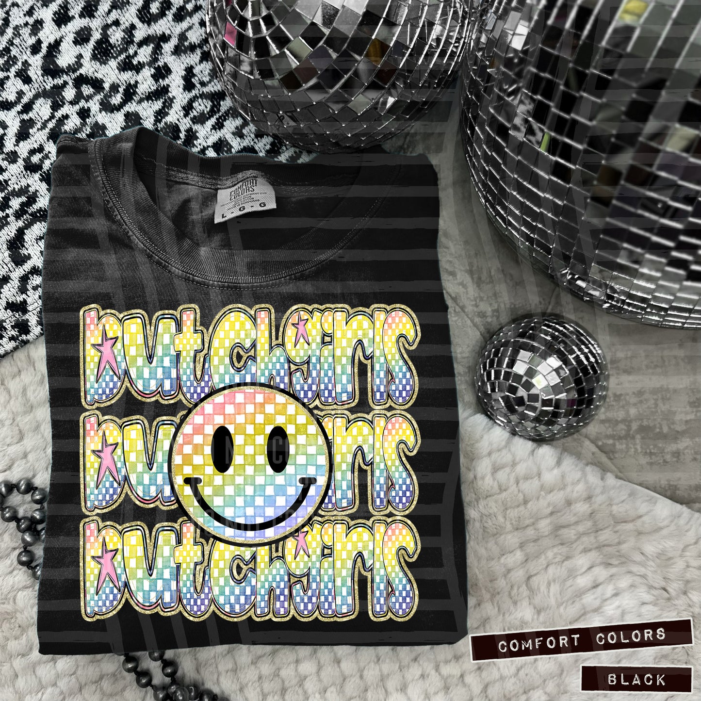 Rainbow Checker Happy Triple Stacked - Digital Download 300DPI PNG FILE