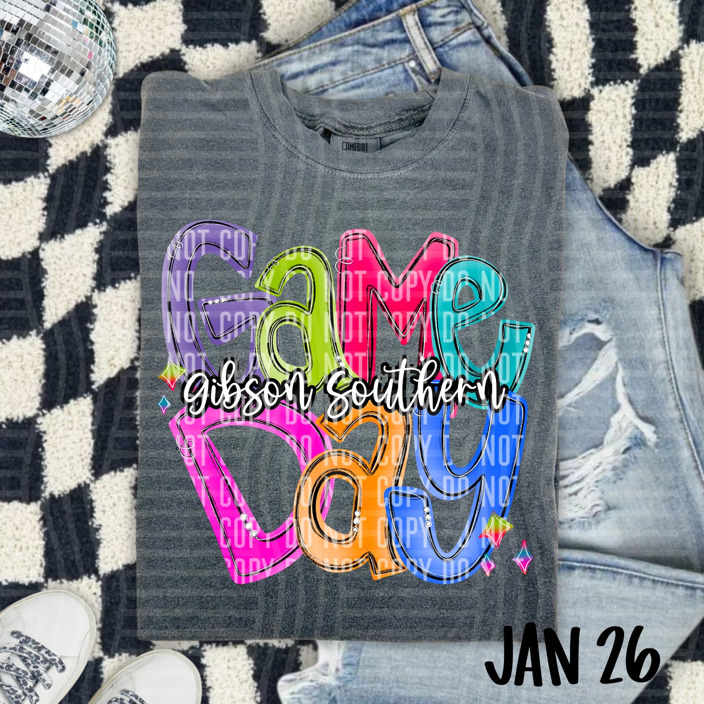 Hand Lettered Bright Preppy Game Day  - Custom + DROPDOWN - 300 DPI digital download
