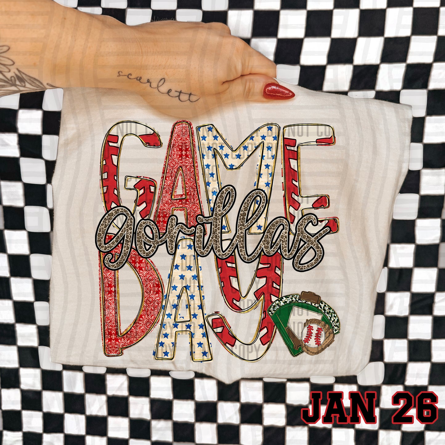 Game Day Baseball LEOPARD PRINT CENTER - Custom + DROPDOWN - 300 DPI digital download