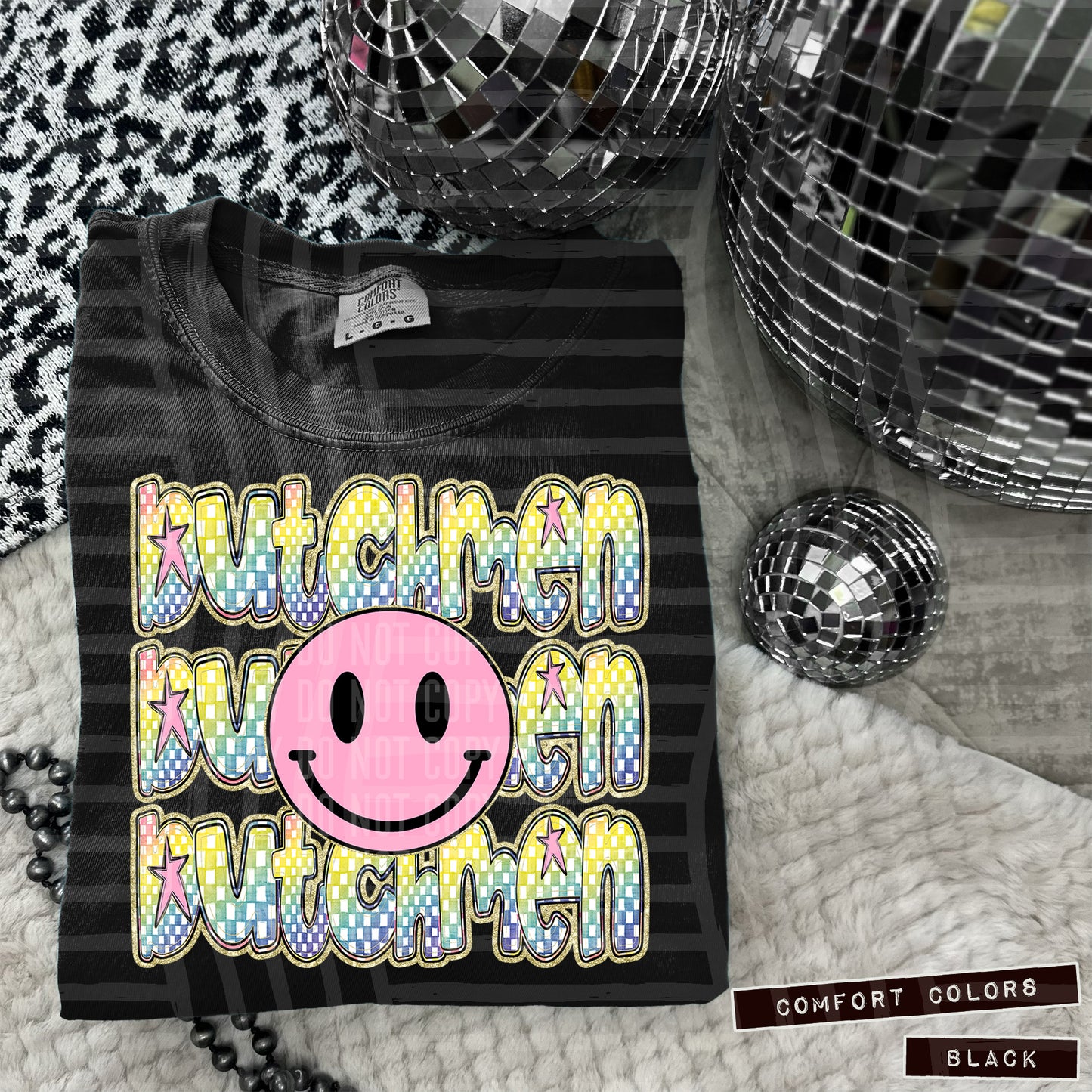 Rainbow Checker Pink Happy Triple Stacked - Digital Download 300DPI PNG FILE
