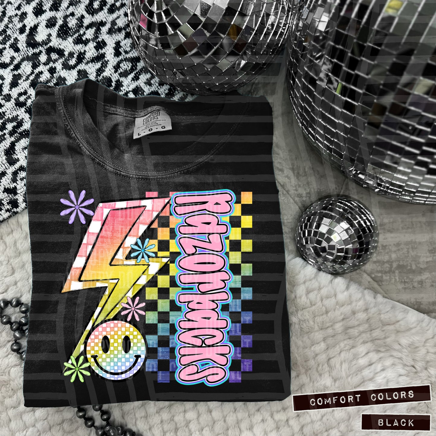 Sideways Rainbow Checker Bolt Happy Mascots Dropdown - Digital Download 300DPI PNG FILE