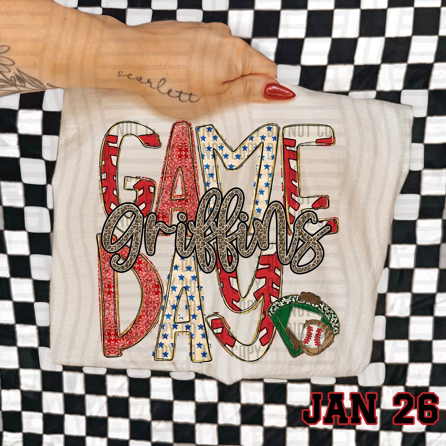 Game Day Baseball LEOPARD PRINT CENTER - Custom + DROPDOWN - 300 DPI digital download