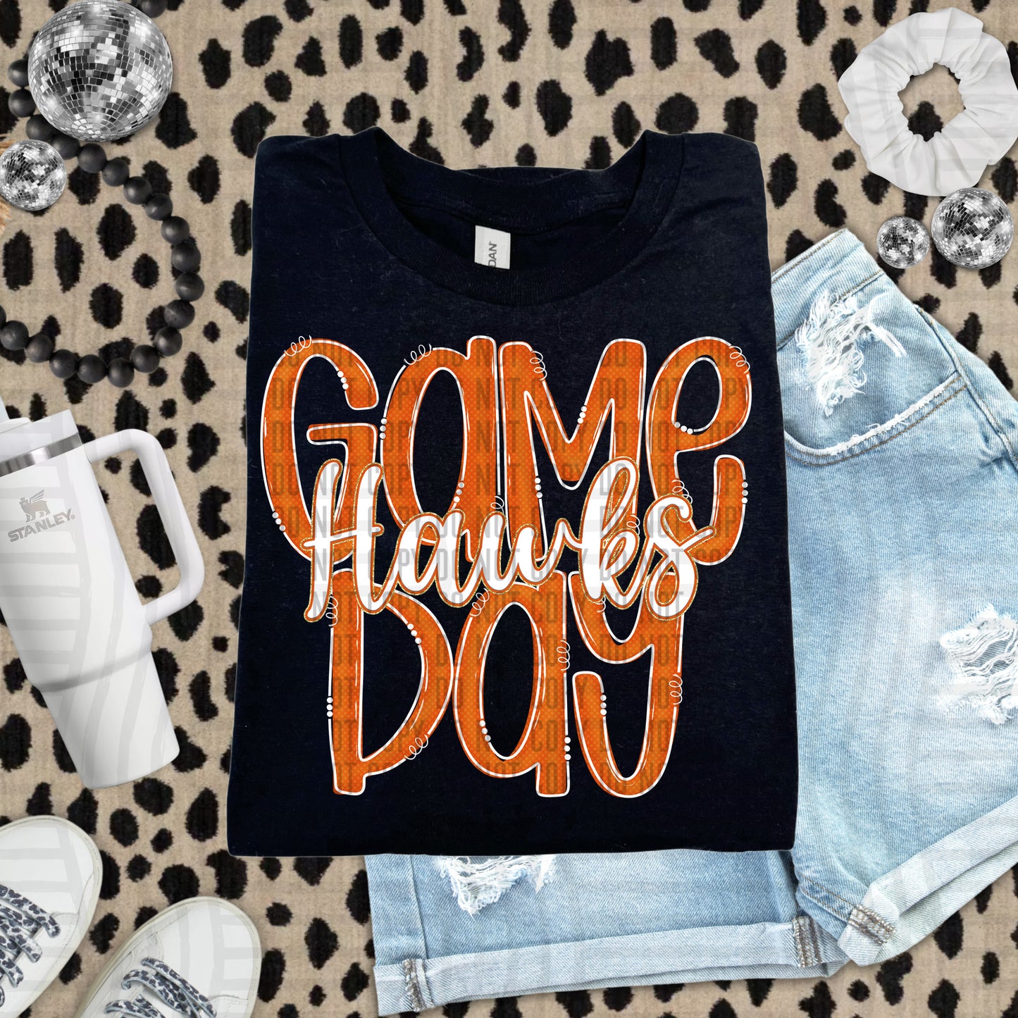 Orange - GAME DAY Doodles - 300 dpi Digital Download