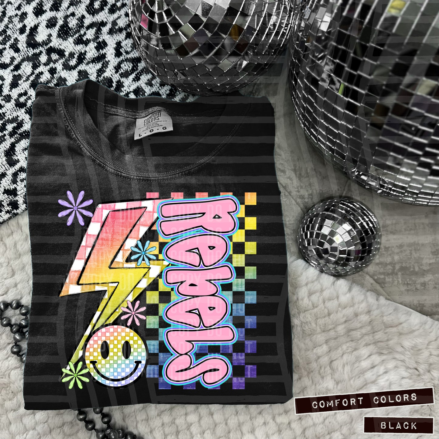 Sideways Rainbow Checker Bolt Happy Mascots Dropdown - Digital Download 300DPI PNG FILE