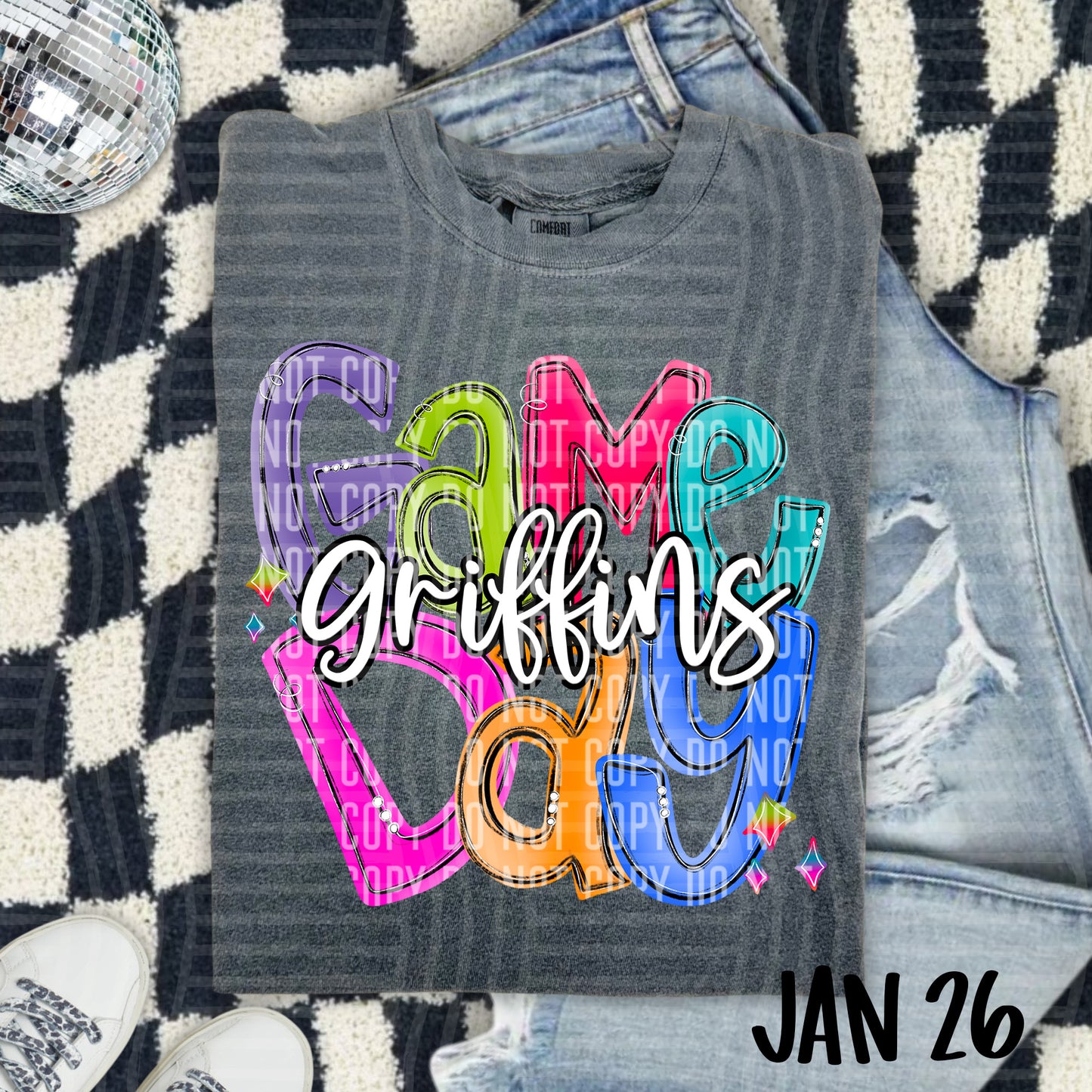 Hand Lettered Bright Preppy Game Day  - Custom + DROPDOWN - 300 DPI digital download